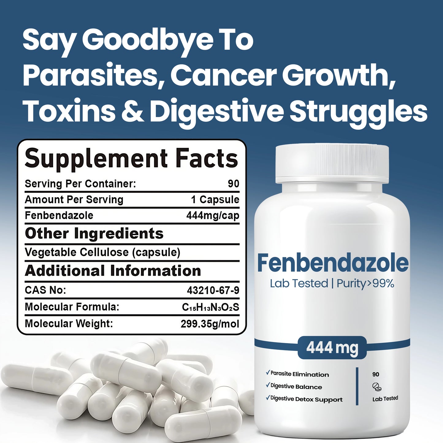 Fenbendazole 444mg, 99% Purity